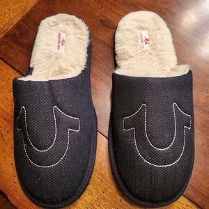 True Religion Dark Denim Slippers Mens Size 9/10 NEW